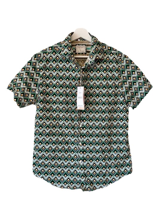 Denim & Flower Other - NWT Denim & Flowers Mens Geometric Print Short-Sleeve Shirt - Green Size M